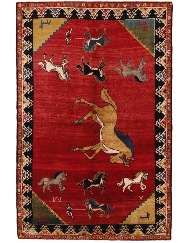 Hand made rug Kashghai Old Figural Persia cm.160x252