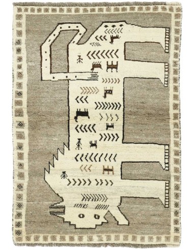 Hand made rug Kashghai Old Figural Persia cm.100x146