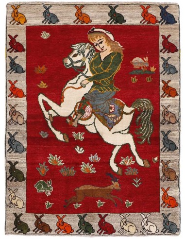 Hand made rug Kashghai Old Figural Persia cm.110x148