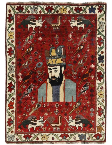 Hand made rug Kashghai Old Figural Persia cm.122x168