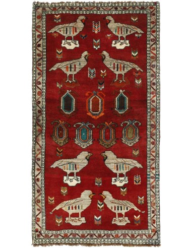 Hand made rug Kashghai Old Figural Persia cm.98x193