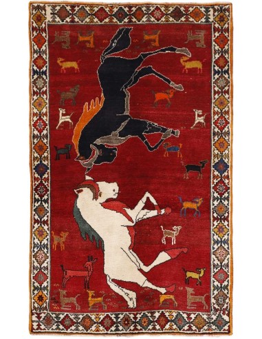 Hand made rug Kashghai Old Figural Persia cm.121x202