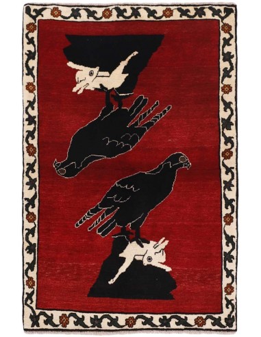 Hand made rug Kashghai Old Figural Persia cm.112x172