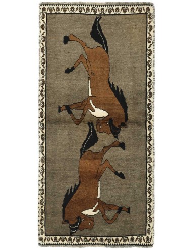 Hand made rug Kashghai Old Figural Persia cm.101x209
