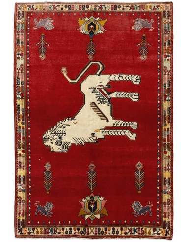 Hand made rug Kashghai Old Figural Persia cm.147x222
