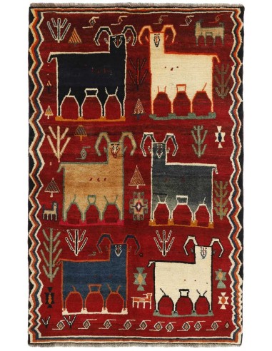 Hand made rug Kashghai Old Figural Persia cm.134x215