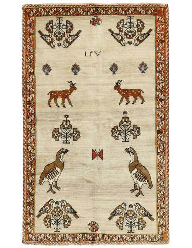 Hand made rug Kashghai Old Figural Persia cm.140x247