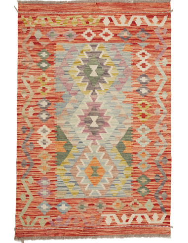 Kilim Pakistan marrone rosato e marrone 84x127