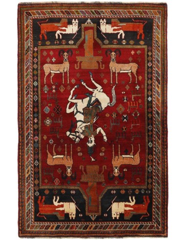 Hand made rug Kashghai Old Figural Persia cm.139x223