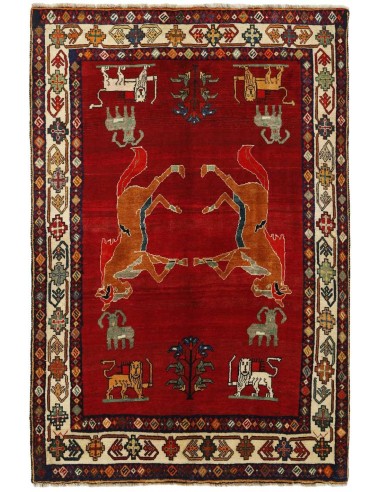 Hand made rug Kashghai Old Figural Persia cm.162x240