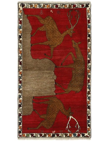 Hand made rug Kashghai Old Figural Persia cm.83x154