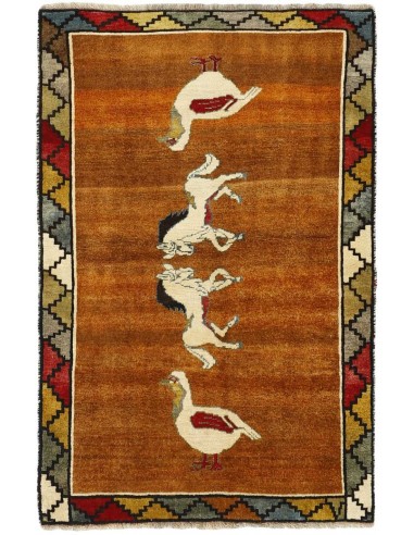 Hand made rug Kashghai Old Figural Persia cm.108x168