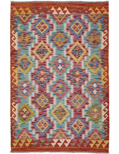 Kilim Pakistan marrone rosato e grigio ardesia scuro 99x152
