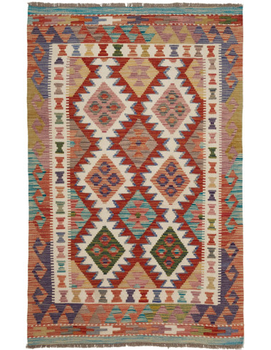 Kilim Pakistan grigio e rosso indiano 99x153