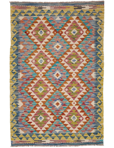 Kilim Pakistan marrone rosato e grigio ardesia scuro 100x152