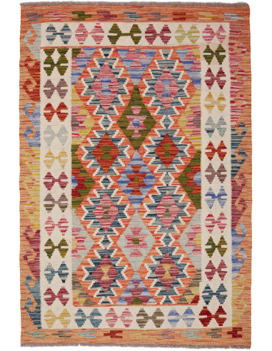 Kilim Pakistan marrone rosato e marrone 103x150