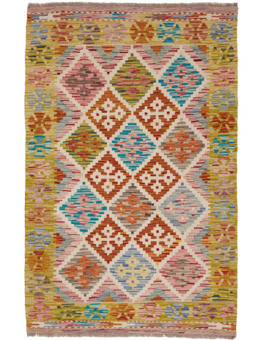 Kilim Pakistan marrone rosato e grigio ardesia scuro 100x156