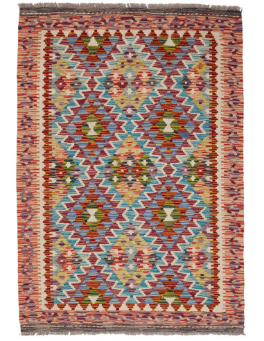 Kilim Pakistan marrone rosato e marrone rosato 106x149