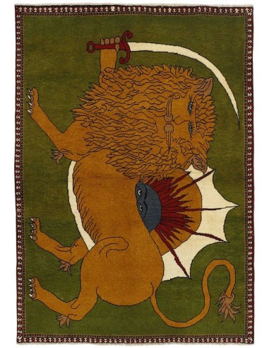 Hand made rug Kashghai Old Figural Persia cm.106x149
