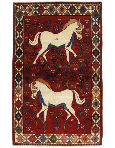 Hand made rug Kashghai Old Figural Persia cm.95x155
