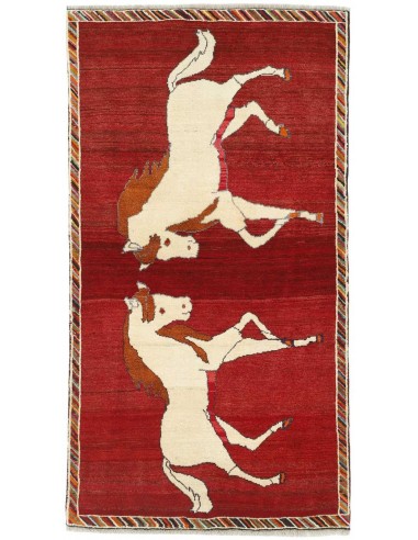 Hand made rug Kashghai Old Figural Persia cm.112x209