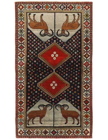 Hand made rug Kashghai Old Figural Persia cm.113x208