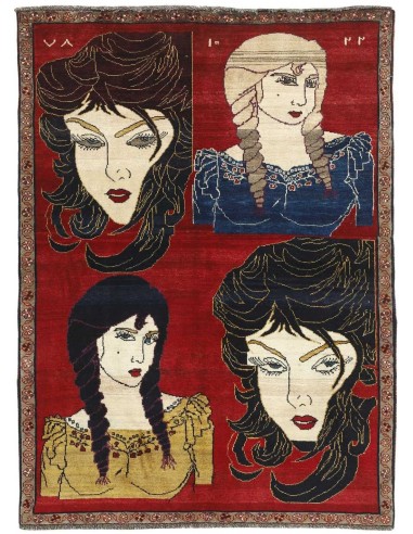 Hand made rug Kashghai Old Figural Persia cm.153x208