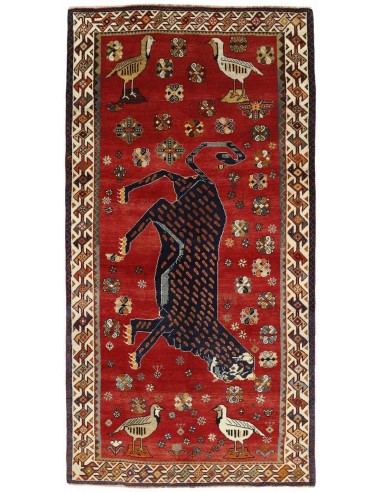 Hand made rug Kashghai Old Figural Persia cm.148x290