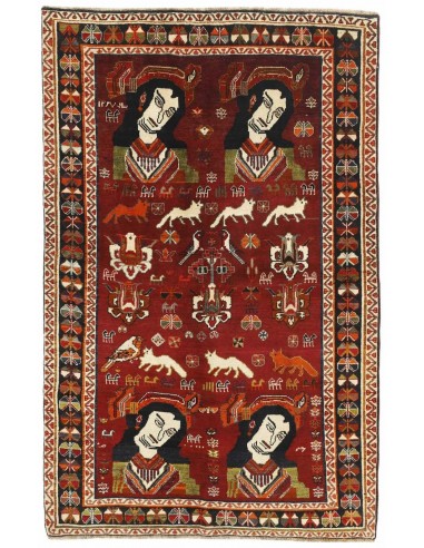 Hand made rug Kashghai Old Figural Persia cm.152x240