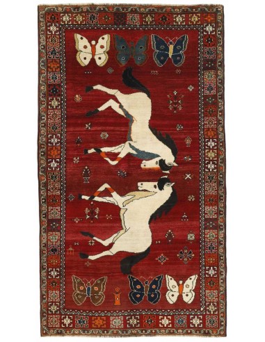 Hand made rug Kashghai Old Figural Persia cm.162x286