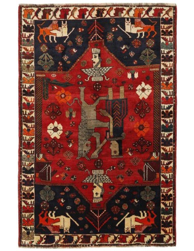 Hand made rug Kashghai Old Figural Persia cm.155x240
