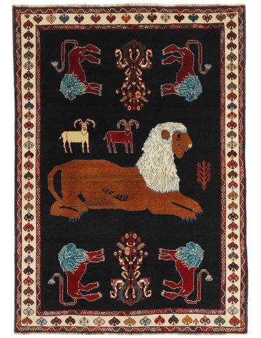 Hand made rug Kashghai Old Figural Persia cm.173x243