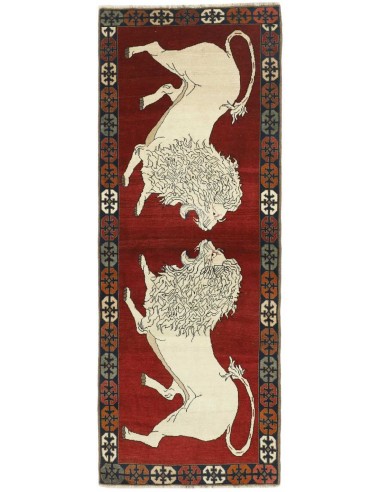 Hand made rug Kashghai Old Figural Persia cm.103x278