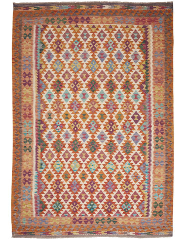 Kilim Pakistan rosso indiano e grigio ardesia scuro 204x300