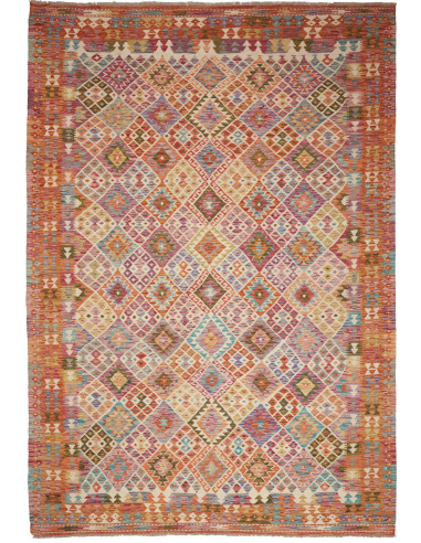 Kilim Pakistan marrone rosato e marrone rosato 208x300