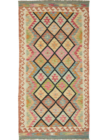 Kilim Pakistan marrone rosato e terra di siena 98x193