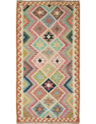 Kilim Pakistan marrone rosato e terra di siena 101x202