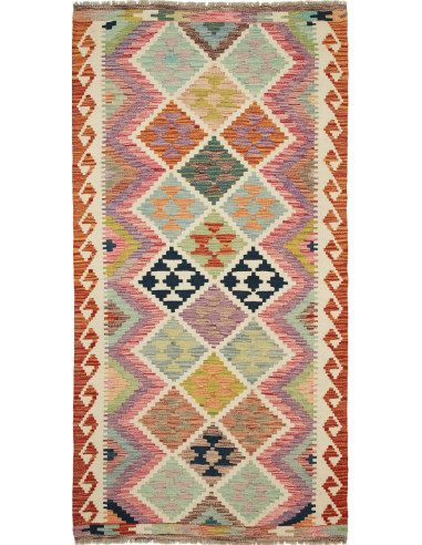 Kilim Pakistan marrone rosato e grano 101x203
