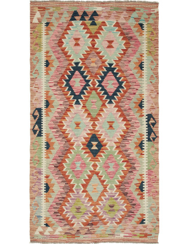 Kilim Pakistan marrone rosato e grigio ardesia scuro 106x196