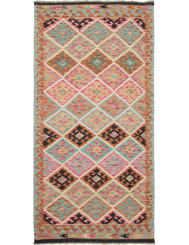 Kilim Pakistan marrone rosato e marrone rosato 103x202