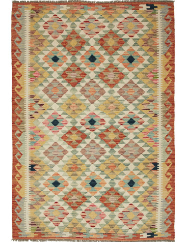Kilim Pakistan marrone rosato e grigio ardesia scuro 118x179