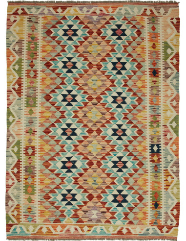 Kilim Pakistan marrone rosato e grigio ardesia scuro 126x169