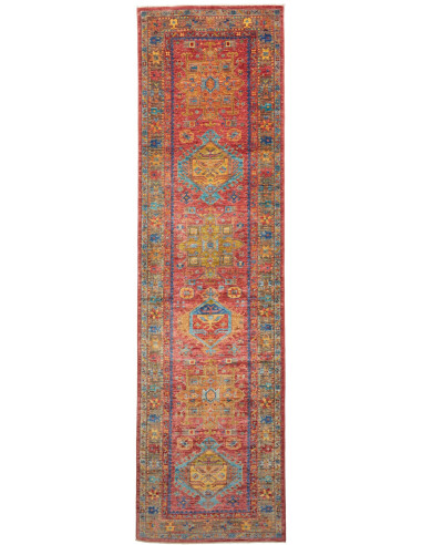 Tribal Pakistan rosso indiano e grigio chiaro 80x299
