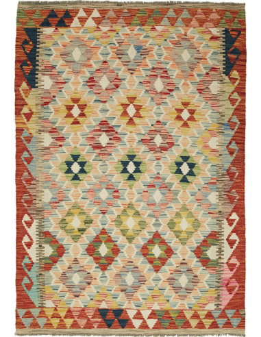 Kilim Pakistan marrone rosato e grigio ardesia scuro 122x175