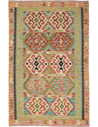 Kilim Pakistan marrone rosato e grigio ardesia scuro 118x184