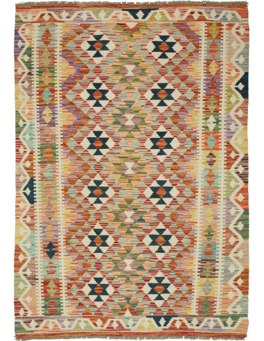 Kilim Pakistan marrone rosato e marrone sella 124x177