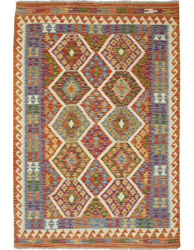 Kilim Pakistan grigio e perù 126x187