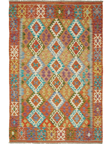 Kilim Pakistan perù e verde mare 127x194
