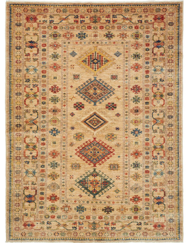 Kazak Fine Pakistan kaki scuro e marrone sella 148x200