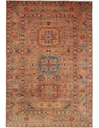 Kazak Fine Pakistan rosso indiano e rosso indiano 201x299